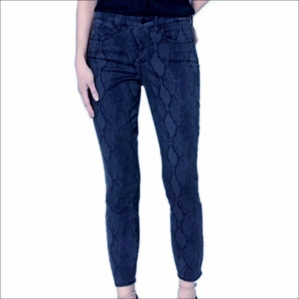 NEW NYDJ Snakeskin Jeans 22 Reptile Skinny Indigo Lift Tuck Snakeskin Indigo